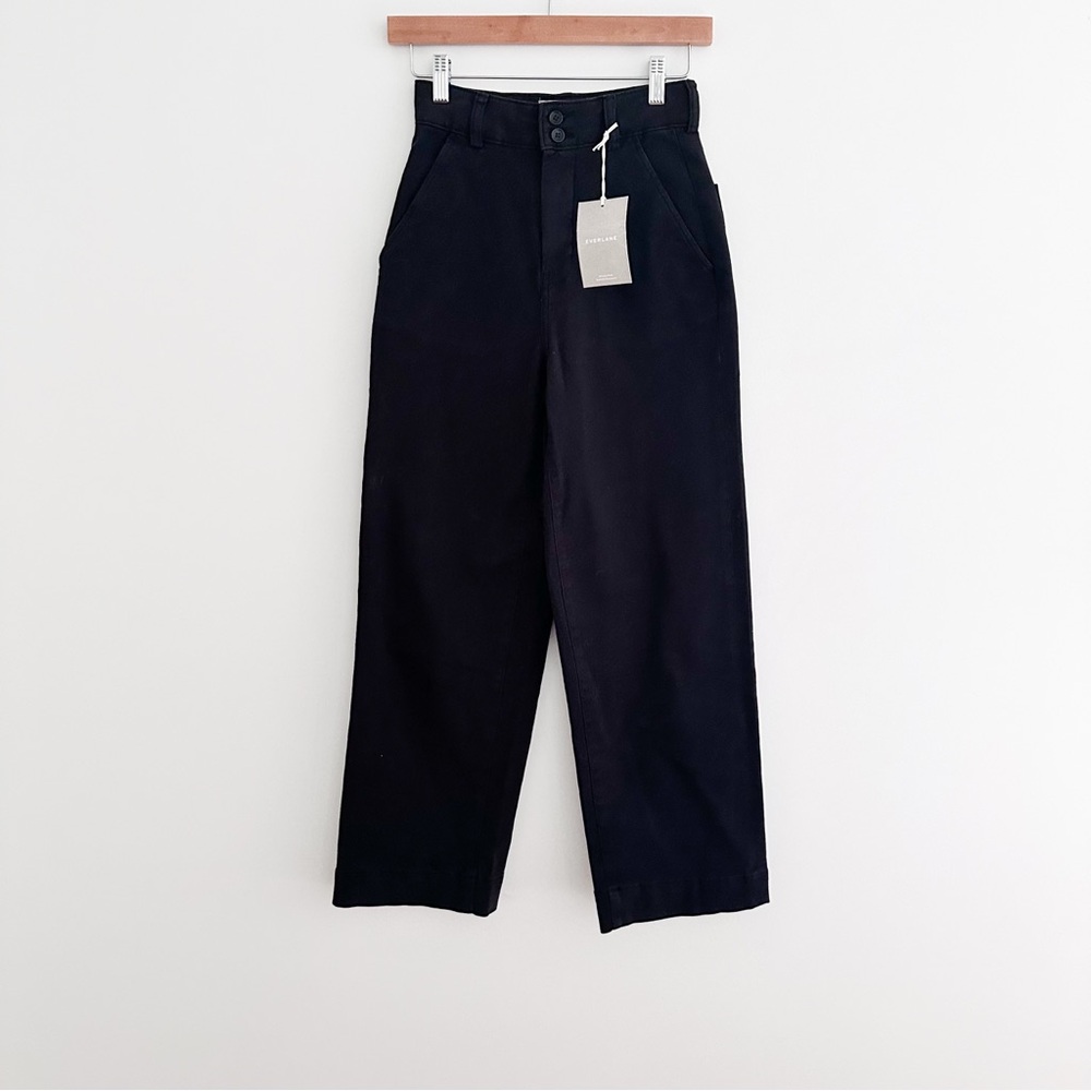 NWT Everlane The Organic Wide Leg Pant in Black Size 00 - Picture 8 of 8